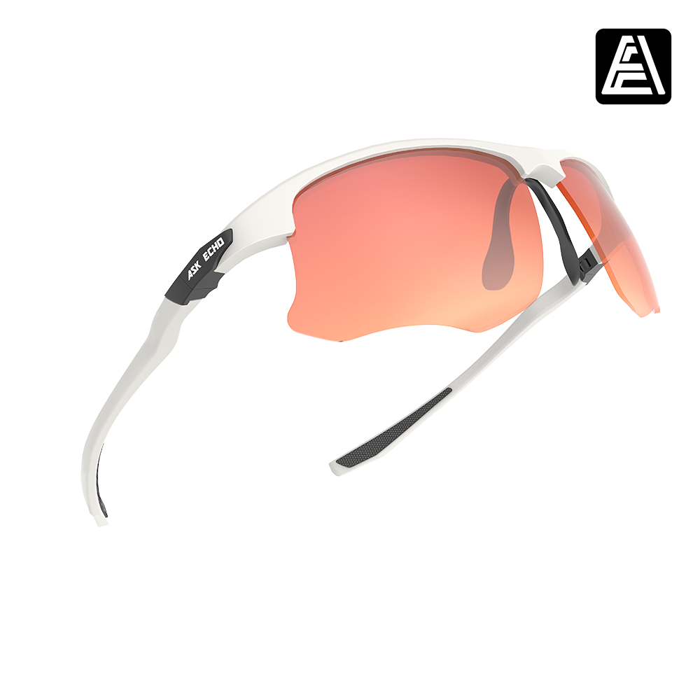 Ask Echo Golf White Half Frame Sunglasses / Revo Red