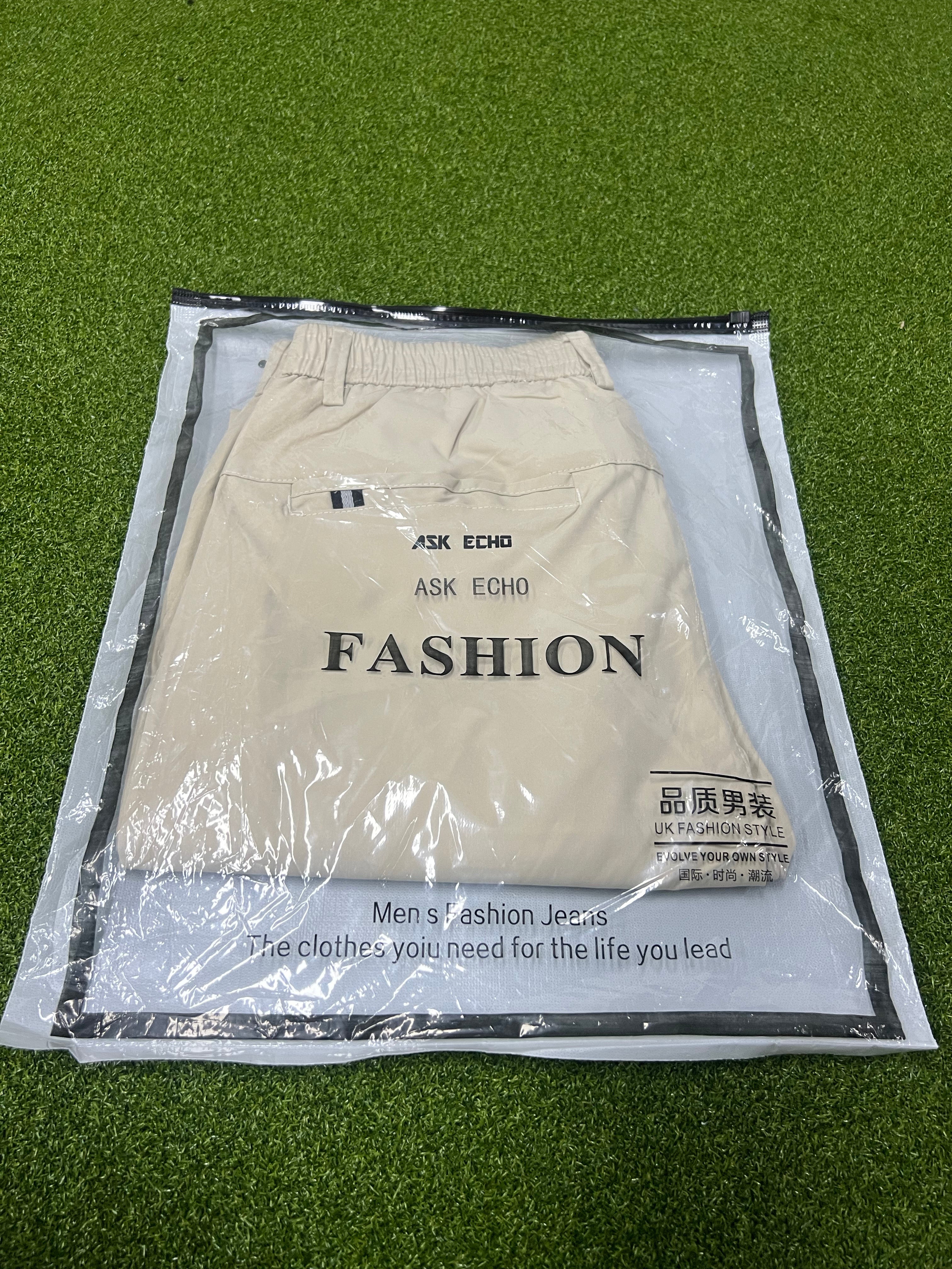 ASK ECHO Trousers, Straight-Leg Casual Trousers with Elastic Waist and Pockets