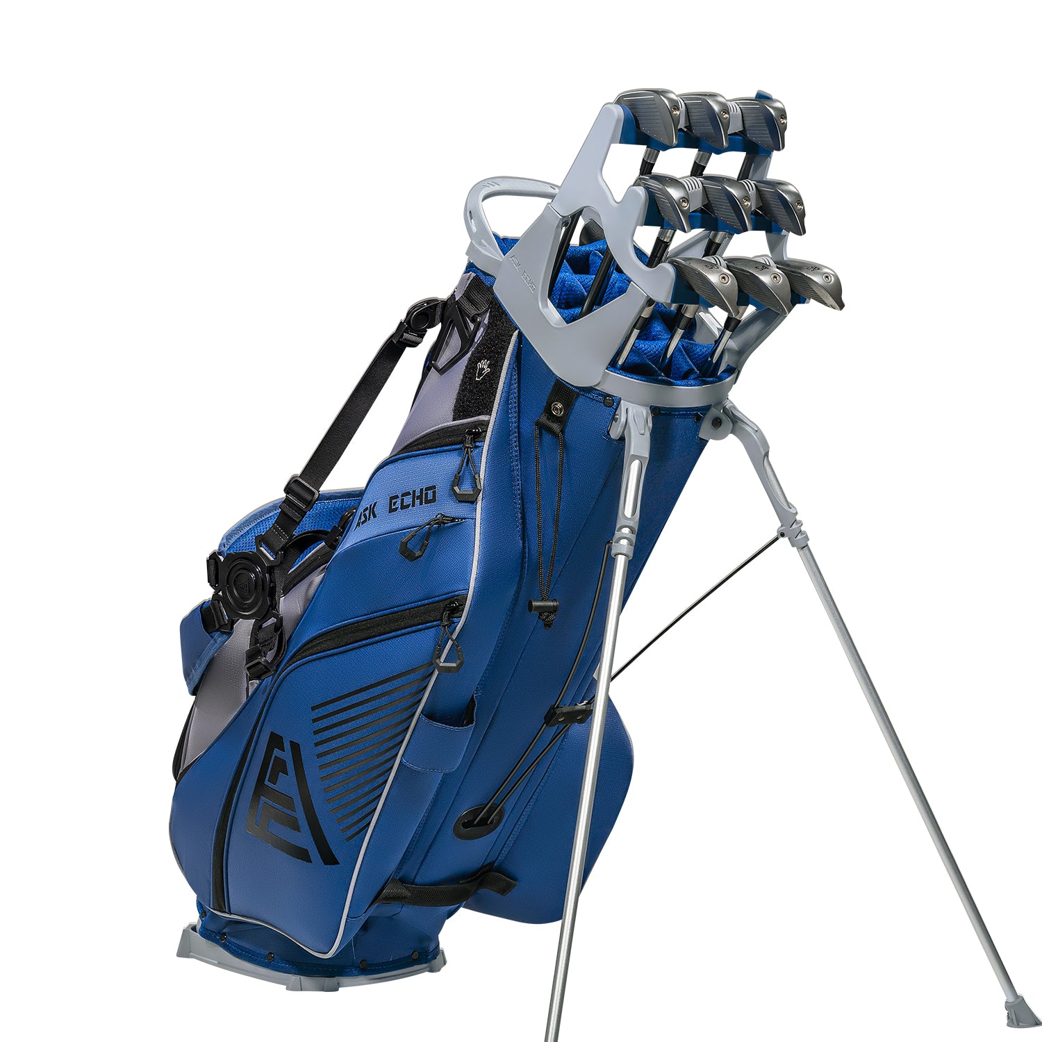 14kgfブルーオブシディアンⅣ Ask Echo ST-14 Hybrid Stand Bag and Pendor Lock Club Organizer Bundle