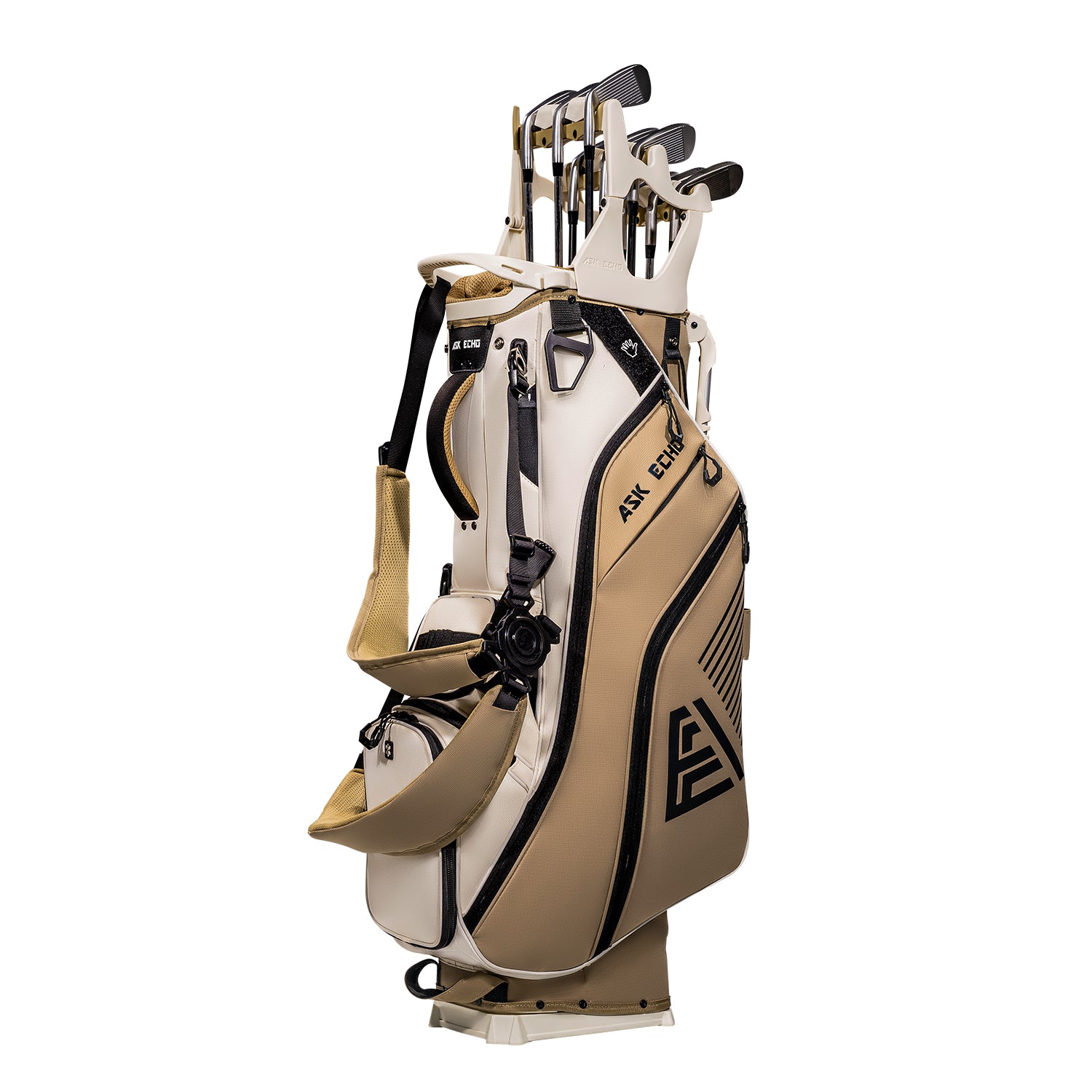 Ask Echo ST-14 Hybrid Stand Bag and Pendor Lock Club Organizer Bundle / Toasted Almond