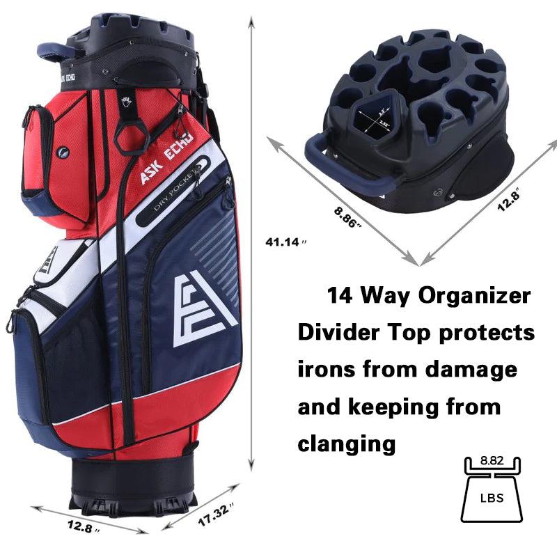 Ask Echo T-LOCK 2.0 14 Way Organizer Dividers Golf Soundless Cart Bag / Navy
