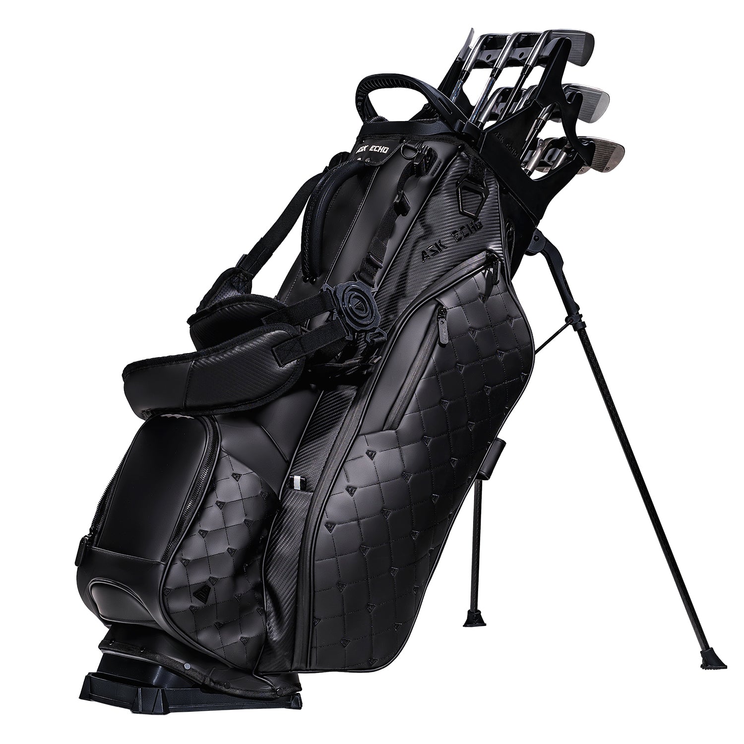 Ask Echo 2025 Prestige-14 Leather Stand Bag and Pendor Lock Club Organizer Bundle / Black