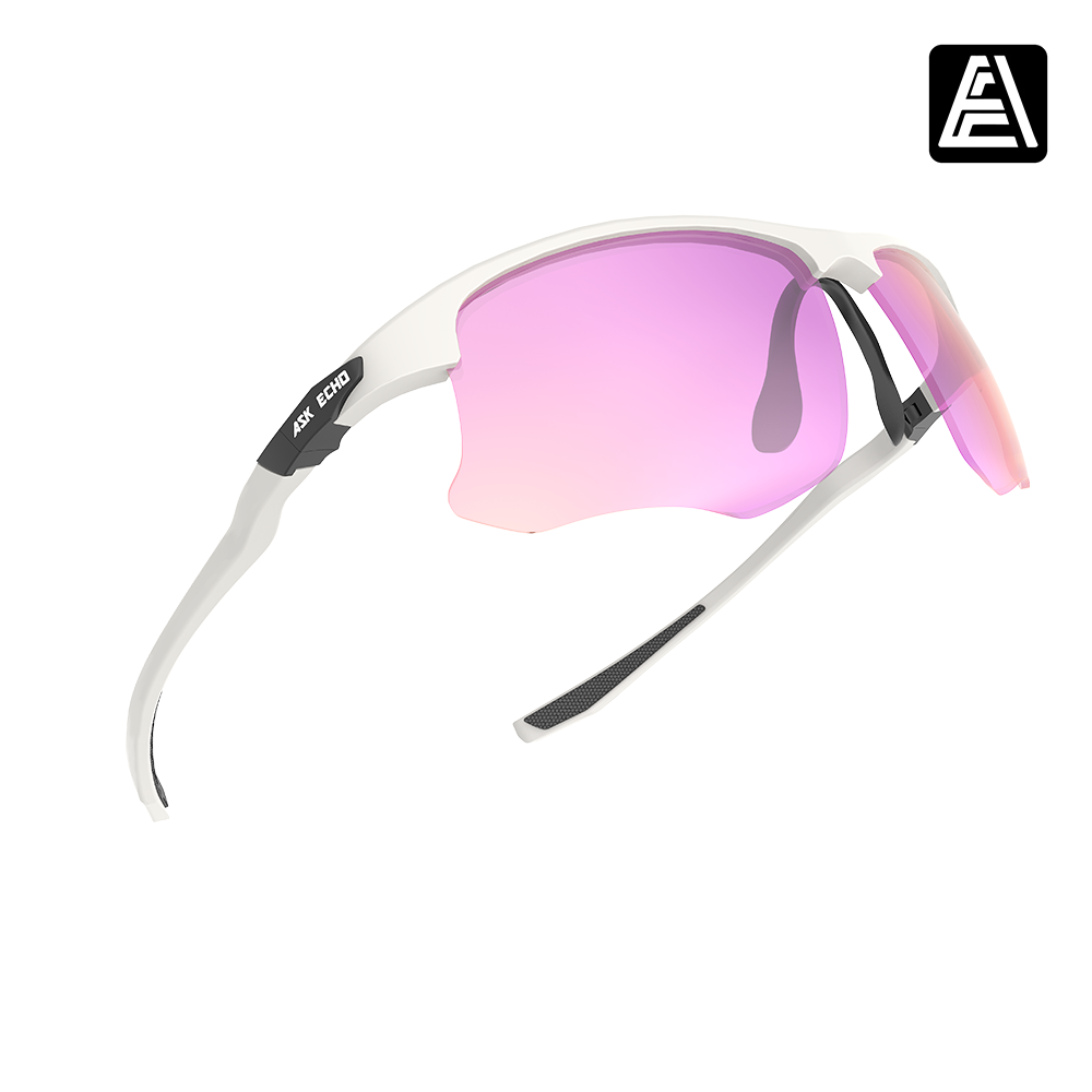 Ask Echo Golf White Half Frame Sunglasses / Pink