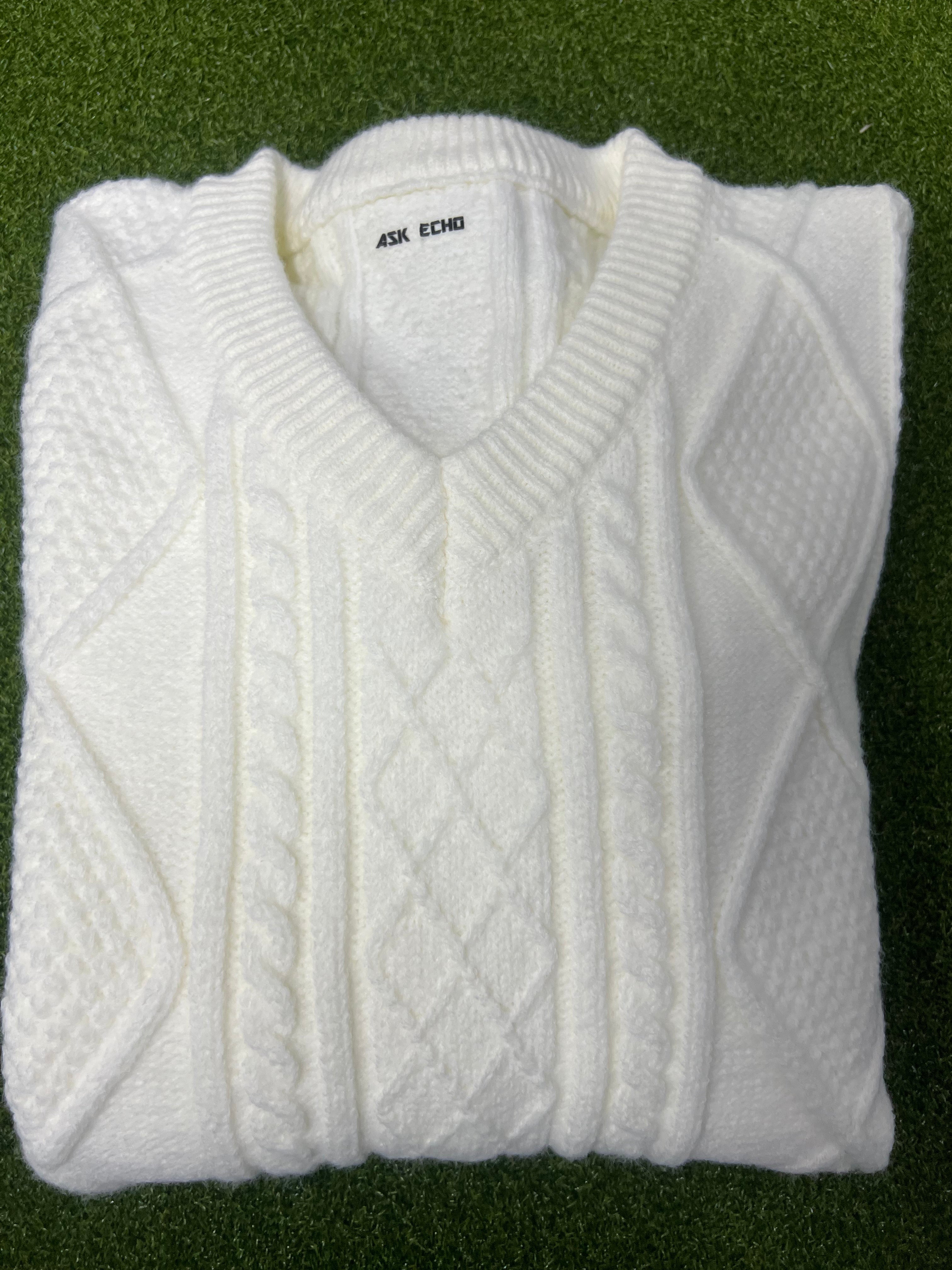 ASK ECHO Sweaters, Cable-Knit V-Neck Sweater, Warm Long-Sleeve Pullover