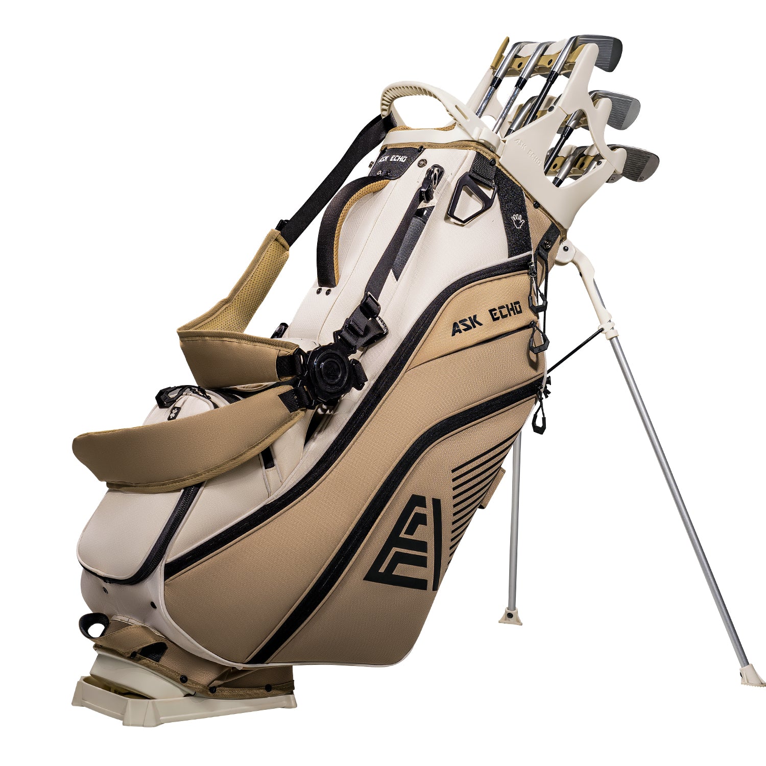 Ask Echo ST-14 Hybrid Stand Bag and Pendor Lock Club Organizer Bundle / Toasted Almond