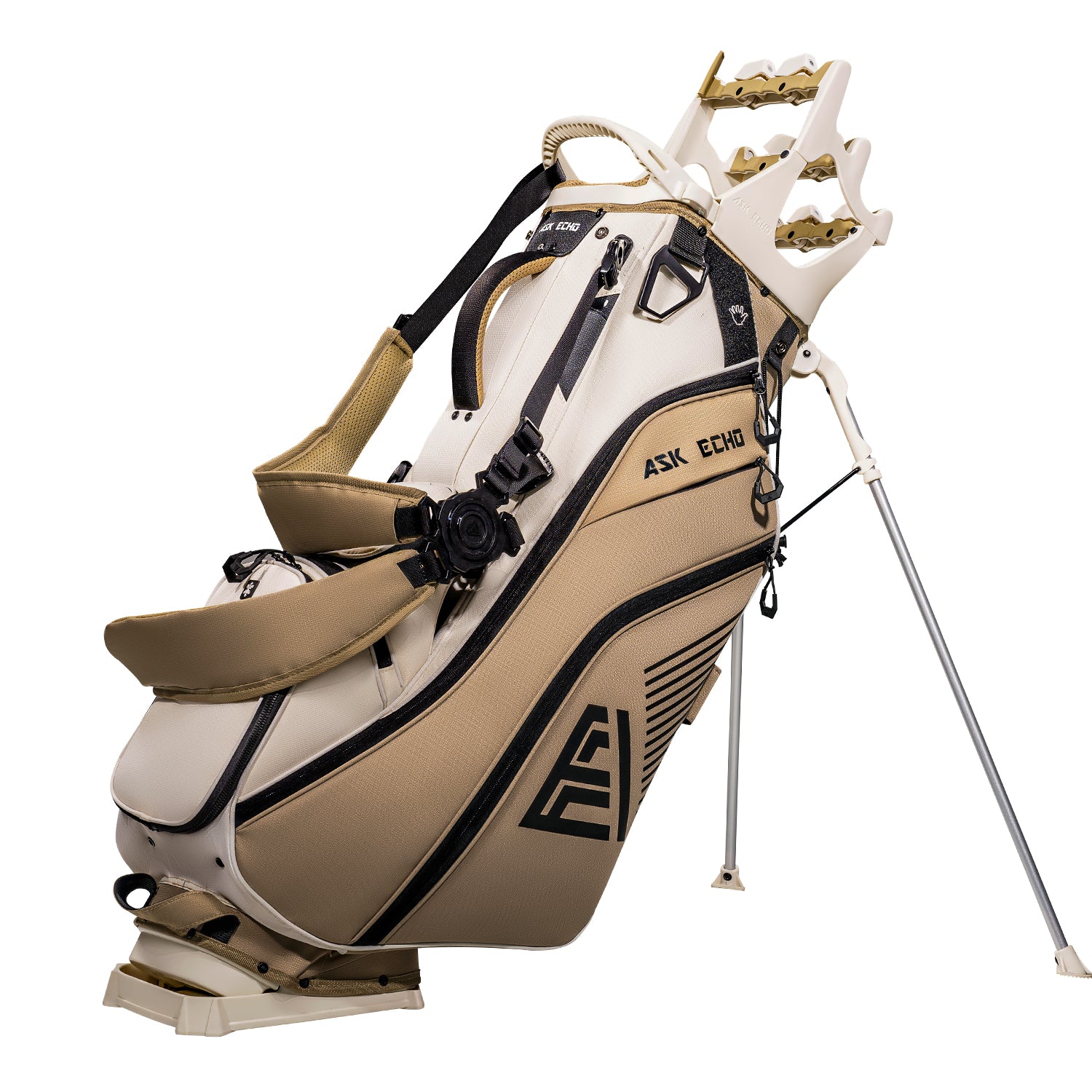 Ask Echo ST-14 Hybrid Stand Bag and Pendor Lock Club Organizer Bundle / Toasted Almond