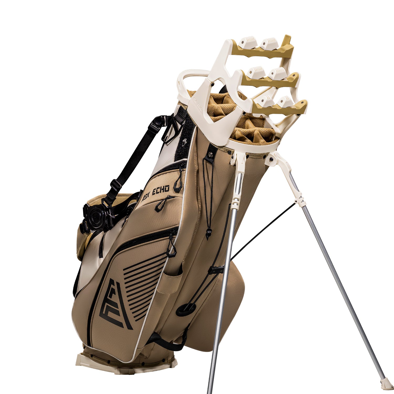 Ask Echo ST-14 Hybrid Stand Bag and Pendor Lock Club Organizer Bundle / Toasted Almond