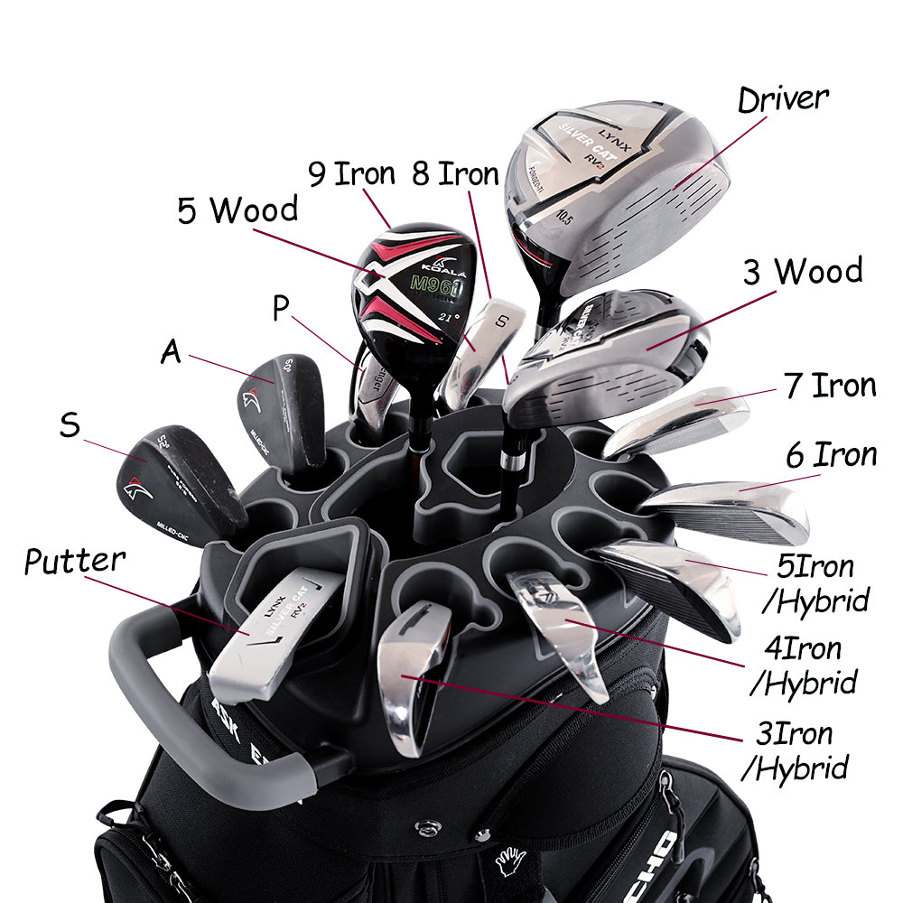 Ask Echo 2024 T-LOCK 14 Way Organizer Dividers Golf Soundless Cart Bag / Black.C