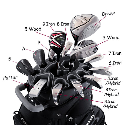 Ask Echo 2024 T-LOCK 14 Way Organizer Dividers Golf Soundless Cart Bag / Black.C