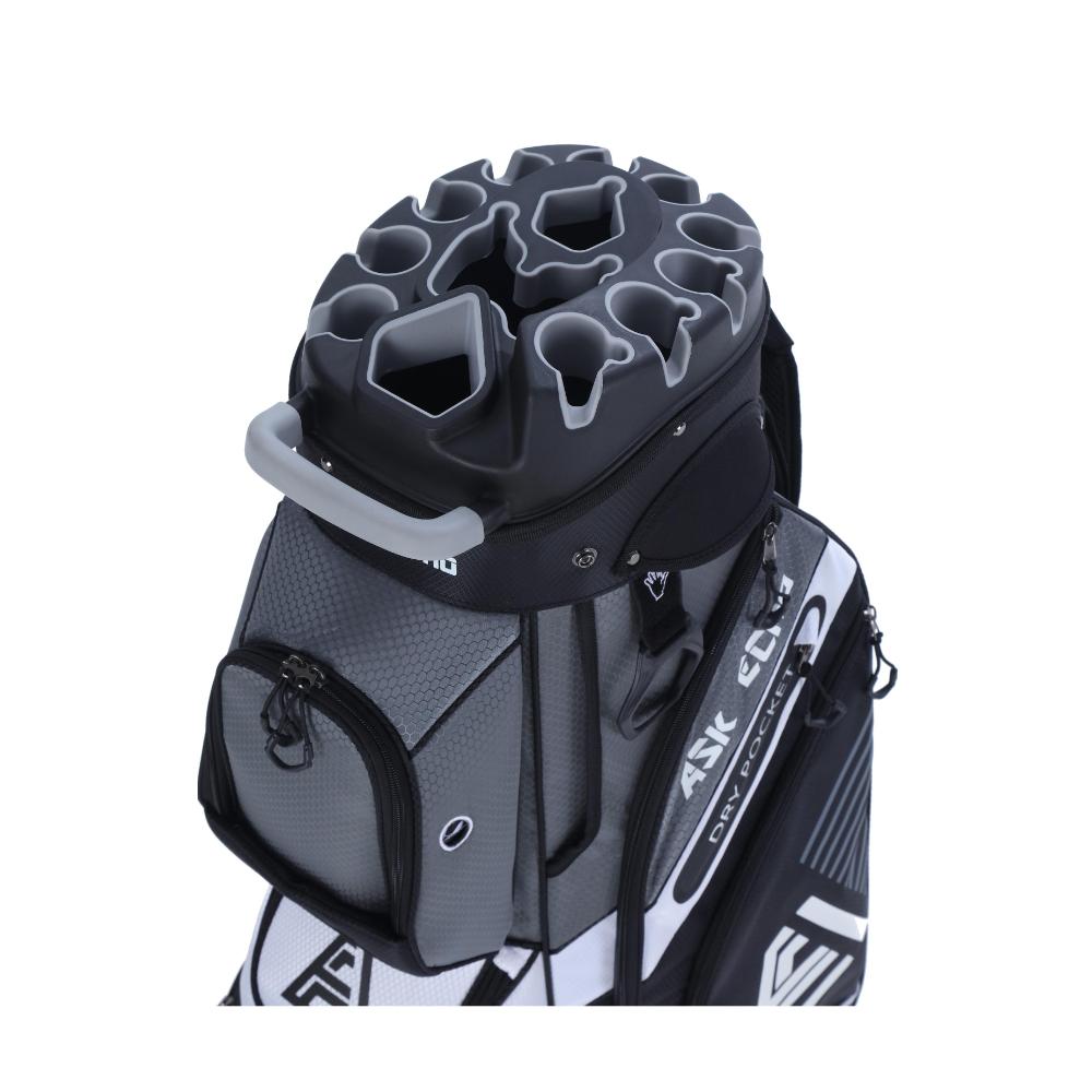 Askecho T-LOCK 2.0 Golf Cart Bag  With 14 Way Organizer Divider Silent Top / Grey
