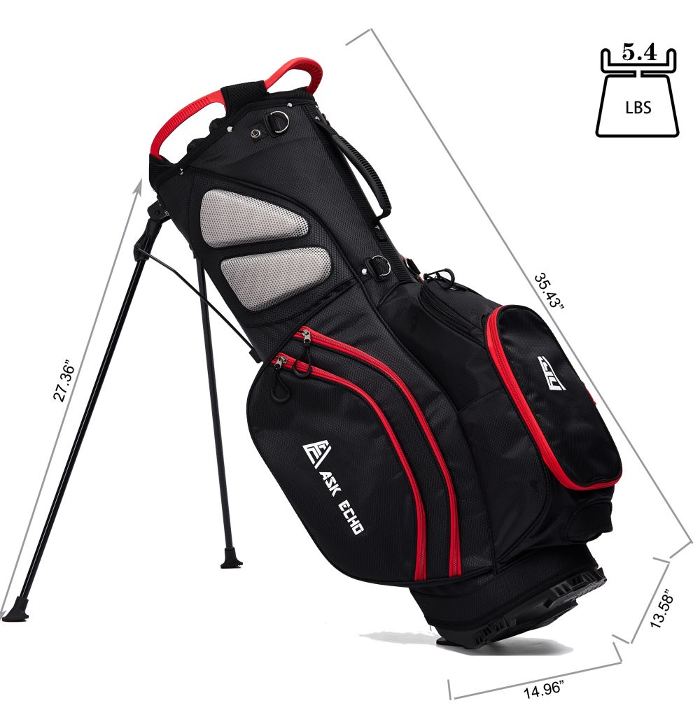 Askecho Golf Stand Bag BLAZER 2.0 With 14 Way Organizer Divider Top / Black